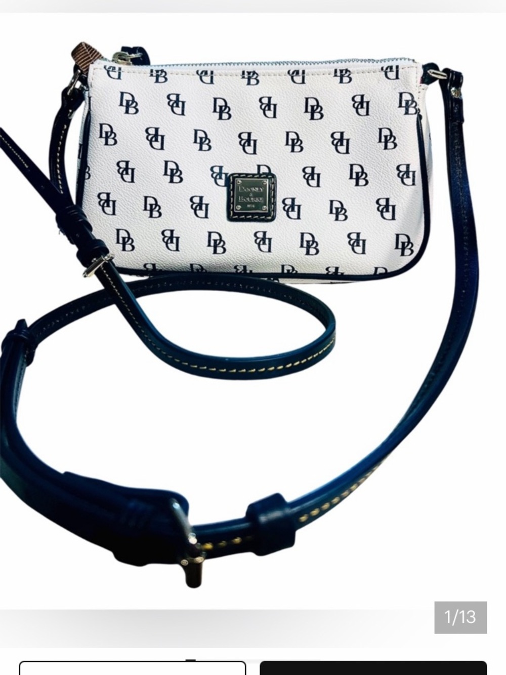 New Dooney & Bourke White & Black DB Logo Crossbody.